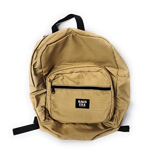Backpack With Front Pockets To Carry Heavy Books,University Backpack With Padded Shoulder Straps Made in USA. (Khaki)