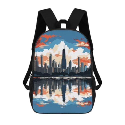 Travel Laptop Backpack Slim Durable Lightweight Back Pack Cute Cityscape Small Backpack For Women Men - color: Cityscape