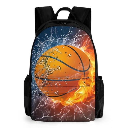 Basketball Backpack, Durable Polyester Daypack with Laptop Compartment, Reinforced Bottom, Adjustable Shoulder Straps And Multi Pockets for Travel And Daily Use - color: Basketball