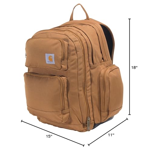 Carhartt 35L Triple-Compartment Backpack, Durable Pack with Laptop Sleeve and Duravax Abrasion Resistant Base, Carhartt Brown - color: Carhartt Brown
