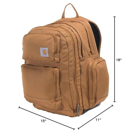 Carhartt 35L Triple-Compartment Backpack, Durable Pack with Laptop Sleeve and Duravax Abrasion Resistant Base, Carhartt Brown - color: Carhartt Brown