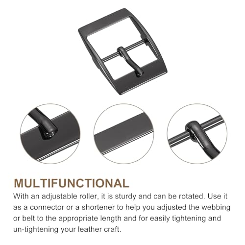 uxcell Metal Roller Buckle, Single Prong Belt Buckle Square Center Bar Buckles for Leather - color: Black, size: 0.98 Inch