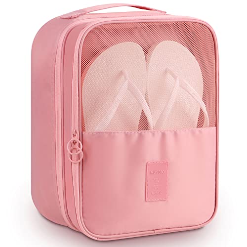 Mossio Shoe Bag Holds 3 Pair of Shoes for Travel and Daily Use Storage Pouch - color: Light Pink