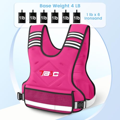 TB3C Adjustable Weighted Vest Woman, 4-10/11-20/20-30 LB Weight Vest for Women, Plus Size Womens Weighted Vest - color: Pink, size: 11-20LB