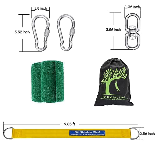 Safe Tree Swing Straps Hanging Kit with Two Alloy Carabiners 2,200lb Breaking Strength Easy and Fast Installation Swings or Hammocks (10ft-Single) - size: 10ft-single