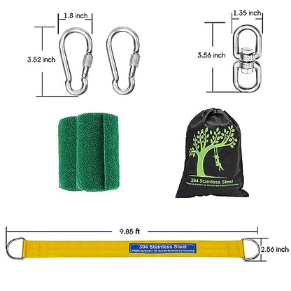 Safe Tree Swing Straps Hanging Kit with Two Alloy Carabiners 2,200lb Breaking Strength Easy and Fast Installation Swings or Hammocks (10ft-Single) - size: 10ft-single