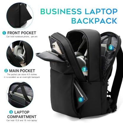FUTURE AESTHETICS Smart Waterproof Travel Backpack Business Flight Approved Carry on Backpack for Men Women ，Large Capacity Laptop Backpack，Water Resistant Computer Backpack Fits 16 Inch Laptop（Black） - color: Black