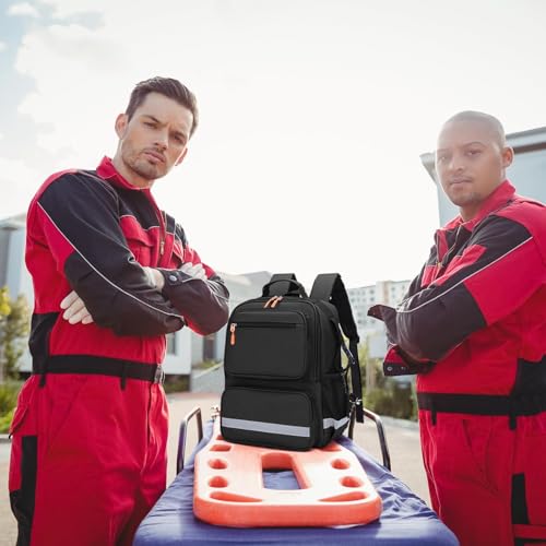 First Responder Bag Trauma Backpack Empty,Medical Emergency Kits Storage Jump Bag Pack for EMT, EMS, Police, Firefighters, Safety Officers - color: Black