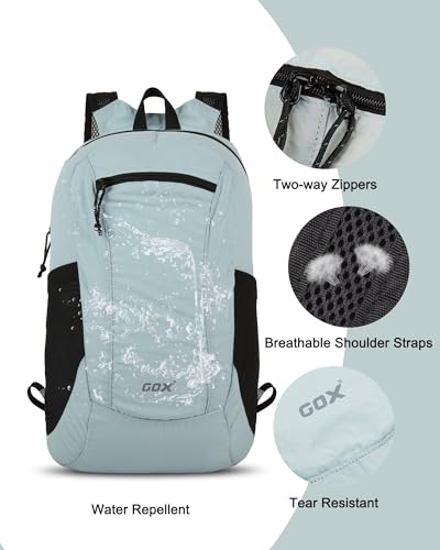 GOX Foldable 20l Backpack For Travel Lightweight Hiking Packable Daypack for Men Travel Camping Outdoor Bag Women (Sky Blue) - color: Sky Blue