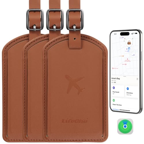 Luggage Tags Built-in Anti-Loss Tracker, Luxury Leather Luggage Tags for Suitcase, Travel Bags, Backpacks, Travel Organizer for Lost Baggage Prevention (Brown*3 Pack) - color: Brown*3 Pack