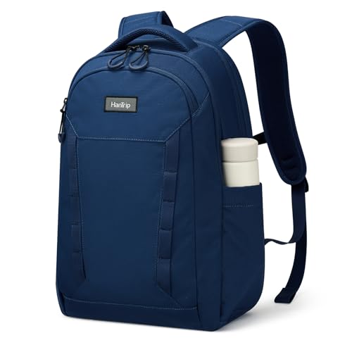 HanTrip Travel Laptop Backpack Carry On, 18 Inch Large Work Backpack School Book Bags, Light Water Resistant Backpacks for Women Men with Luggage Strap Water Bottle Pocket Chest Strap, Navy Blue - color: Navy Blue-1