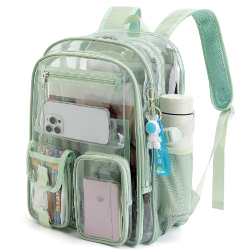 Clear Backpack Heavy Duty Transparent Backpacks Stadium Approved for School Work Sport Travel (Matcha Green) - color: Matcha Green