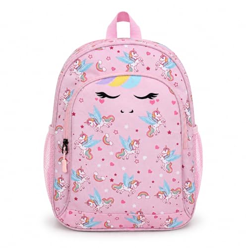 Pink Unicorn Backpack for Girls Ages 6-8 Kids School Backpack for Girls Bookbag for Elementary School Kindergarten with Chest Strap - color: Unicorn