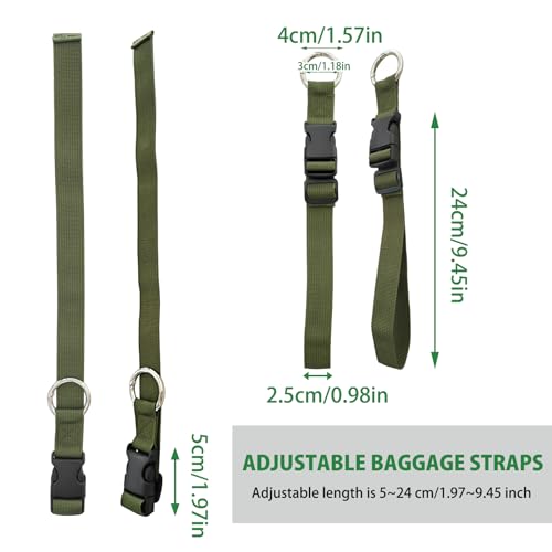 3PCS Add a Bag Luggage Strap Jacket Gripper, Luggage Straps Carry-on Baggage Suitcase Straps Belts Travel Accessories,Carry Your Extra Bags(Army Green) - color: Army Green 24cm