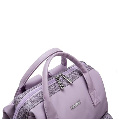 Kinmac Wide Open Style Laptop Backpack for Laptop Up to 15.6 Inch Men Women Travel Outdoor Backpack (Purple Flower PU) - color: Purple Flower Pu