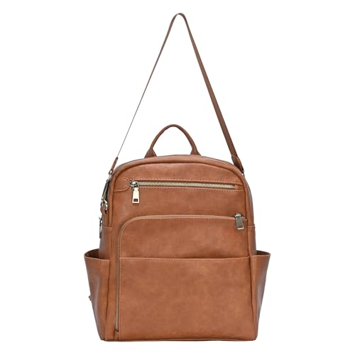 MMS Brands Antik Kraft Willa Vegan Leather Backpack (Tan) | Convertible Backpack Purse for Women | Vegan Leather Shoulder Bag | 13" L x 4" W x 14" H - color: Tan (Vegan Leather), size: Medium