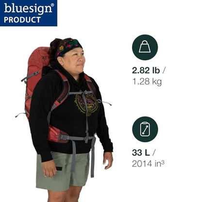 Osprey Tempest 33L Women's Lightweight Hiking Backpack - Daypack for Travel & Camping, Red Pampas/Coal Grey, Extended Fit - color: Red Pampas/Coal Grey, size: 33L - Extended Fit