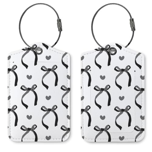 Coquette Black Bow Luggage Tags for Suitcases, Cute Luggage Tags for Women, Preppy Gifts, Cute Trendy 2 Pack Luggage Tag for Travel, Teen Girls Gifts Suitcase Tags - color: Black Bow