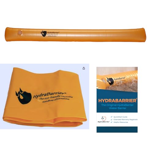 The Original HydraBarrier Standard Flood Barrier – 24 ft Long x 4 in High – Light, Reusable Sandbag Alternative – Flood Control & Diversion Tube for Home, Garage, Door & Property Protection - size: 24 Foot Length