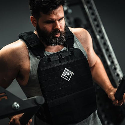 F&F STEEL Adjustable Weighted Vest & Plates - Strength, Edurance, Running, Hiking, Rucking, Fitness WODs - color: Gray Vest