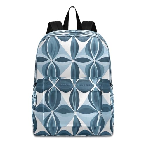 Blue Pattern Lightweight Casual Backpack for Women & Men, Multi-Pocket Everyday Travel Bag with Adjustable Straps, Versatile Daypack for Work, Outdoor Activities & Daily Use