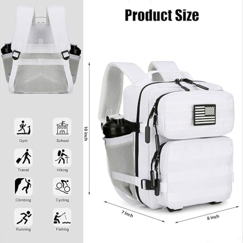 9L Mini Tactical Backpack for Men and Women, Tactical Backpack Small for Hiking, Small Tactical Bag（White） - color: White