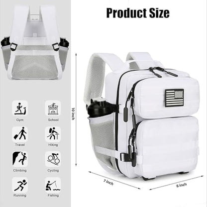 9L Mini Tactical Backpack for Men and Women, Tactical Backpack Small for Hiking, Small Tactical Bag（White） - color: White