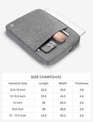 DOMISO Laptop Case Laptop Sleeve Cover Compatible with 14 inch MacBook Pro M4/M3/M2/M1 Pro/Max 2024-2021, Compatible with 13.3 inch HP Dell ASUS Notebook, Water-Resistant Bag with Pocket,Grey - color: Grey, size: 13-13.3 inch