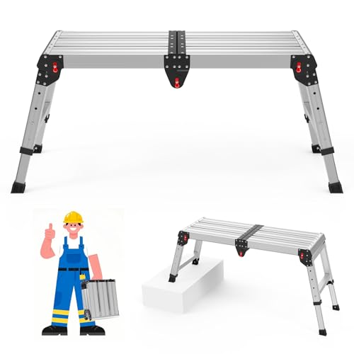 Loyoda Work Platform 500 Lbs, Folding Step Stool with One-Touch Automatic Fold, 4 Height Adjustment Step Platform, Perfect for RV Cleaning, Home Painting and Reaching High Places, Larger, Black - size: Larger Black