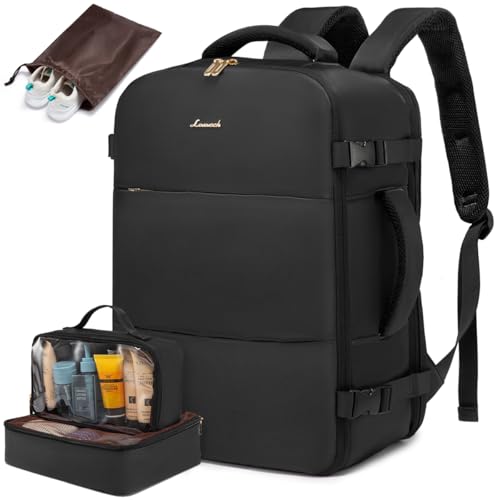 LOVEVOOK Travel Backpack for Women,Carry On Backpack Flight Approved - color: Black