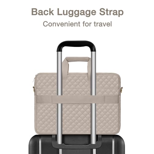 MOSISO 13-14 inch Laptop Bag, Laptop Briefcase Messenger Compatible with MacBook Neo 13 inch/Air 13.6/13 /Pro 13/14, Square Quilted Computer Bag Work Office Business with 3 Pockets&Strap, Taupe Brown - color: Taupe Brown, size: 13.3 inch