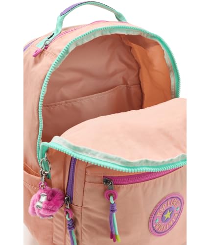 Kipling Women's Seoul Extra Large Fc 17" Laptop Backpack, Durable, Roomy with Padded Shoulder Straps, Built-In Protective Sleeve - color: Pinky Orange C, size: 13.5''L x 17.75''H x 9''D