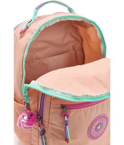 Kipling Women's Seoul Extra Large Fc 17" Laptop Backpack, Durable, Roomy with Padded Shoulder Straps, Built-In Protective Sleeve - color: Pinky Orange C, size: 13.5''L x 17.75''H x 9''D