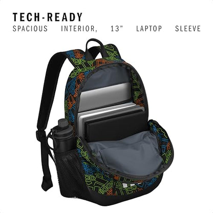 Originator Small Backpack for men and women, athletic book bag with laptop sleeve - color: Outline Bos Toss - Black/Black/White