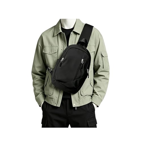 SEAFEW Small Black Sling Crossbody Bag for Men Women, Tactical Backpack Shoulder Daypack Mini Anti-Theft Motorcycle Chest Bags, Small One Strap Backpack for Casual Travel Hiking Outdoor Sports - color: Black