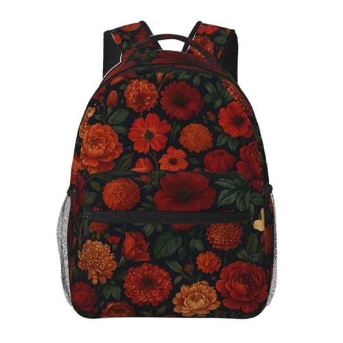 Floral Casual Backpack, Lightweight Laptop Bag Daypack, Flower Botanical Backpacks for Women Girls Teens Students, Romantic Vintage Polyester Bookbag Gifts for School Work Travel Hiking - color: Floral03