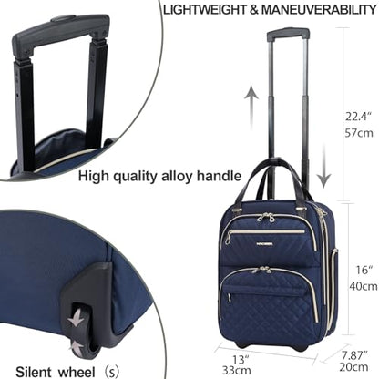KROSER Carry On Underseat, 16-inch Underseater Suitcase for Men/Women - color: Navy/Gold