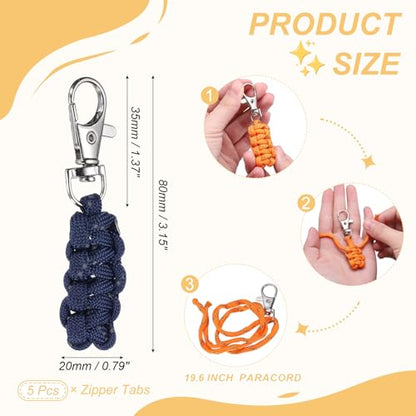 Reflective Paracord Zipper Pull Zipper Pulls Replacement - color: Navy Blue