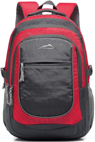 ProEtrade Backpack Bookbag for College Sturdy Travel Business Hiking Fit Laptop Up to 15.6 Inch Multi Compartment Gifts for Men Women Night Light Reflective (red) - color: Red, size: 15.6 Inch