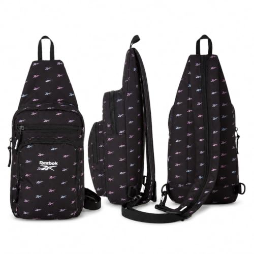 Reebok Unisex Crossbody Bag - Convertible Compact Durable Cross Body Bag for Women and Men - Gym and Travel Essentials, Size One Size, Cosmos Black Ombre - color: Cosmos Black Ombre