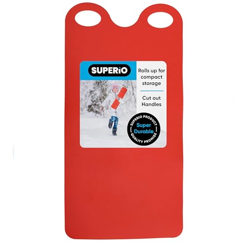 Superio Snow Slider Mat, Flexible Snow Sled Flying Carpet, Roll up Sleds for Kids 36" / Adults 54" Lightweight Plastic Snowboard Sled, 1 Pack - color: Red, size: 54"