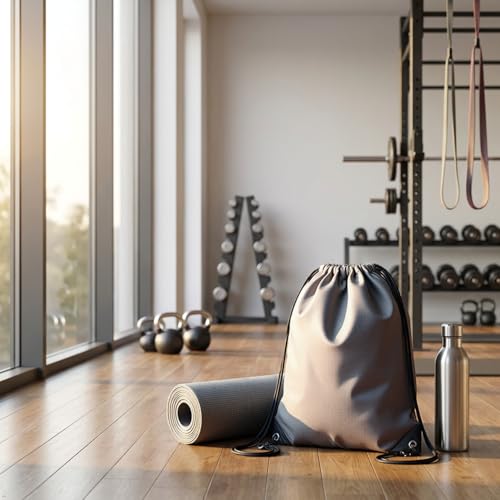 Drawstring Backpacks,10 Pack — Lightweight Drawstring Bags, Gym Sack for Sports, Daily Use & Travel (10, Grey) - color: Grey