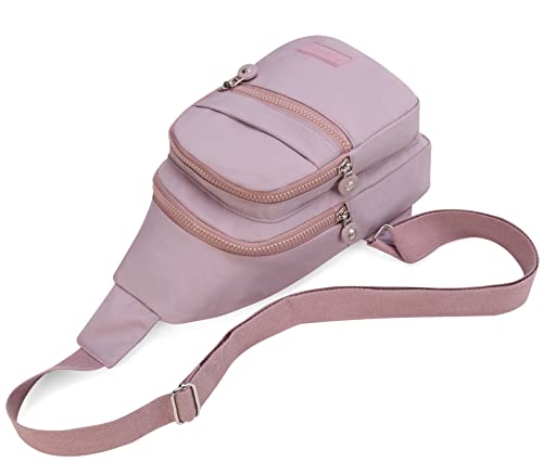 EVANCARY Small Sling Bag Crossbody Bags for Women Men, Sling Backpack Chest Daypack Cross Body Bag for Travel Outdoor - color: Pink Purple
