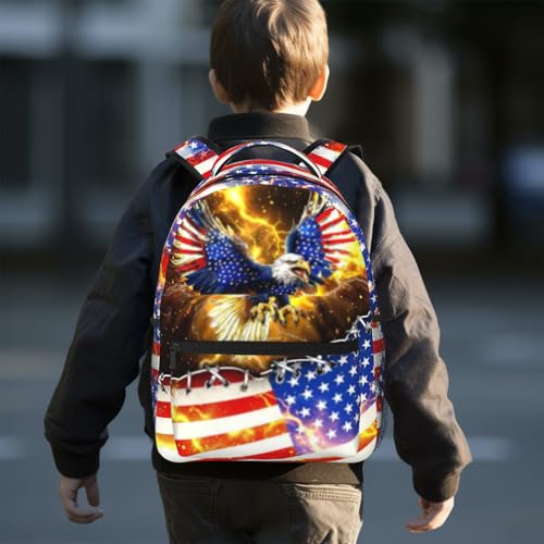 American Flag Eagle Backpack For Kids School Backpack For Boys Bookbag For Kids Children Teens Elementary Middle School Ages 6-18 Back Pack - color: American Flag Eagle
