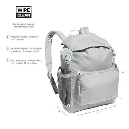 Saturday Sport Fashion Compact Small Size Backpack - color: Grey Two/Semi Green Spark