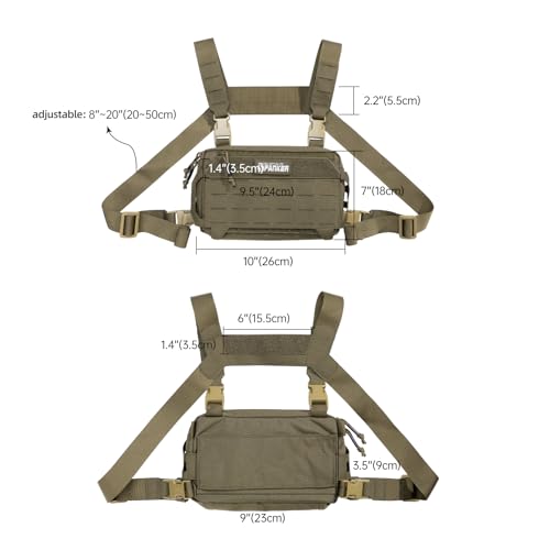 EXCELLENT ELITE SPANKER Tactical Chest Rig Pack EDC Chest Bag Molle Utility Chest Pouch for Outdoor Hunting Workouts Hiking - color: Ranger Green