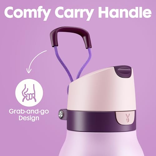 Meoky 24 oz Stainless Steel Slim Water Bottle: Leak Proof Locking Lid, 2-in-1 Straw and Spout, 24 Hours Cold, Top Handle, BPA Free, Insulated Water Bottle for Women Sports Travel Gym, Lavender - color: Lavender