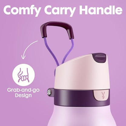 Meoky 24 oz Stainless Steel Slim Water Bottle: Leak Proof Locking Lid, 2-in-1 Straw and Spout, 24 Hours Cold, Top Handle, BPA Free, Insulated Water Bottle for Women Sports Travel Gym, Lavender - color: Lavender