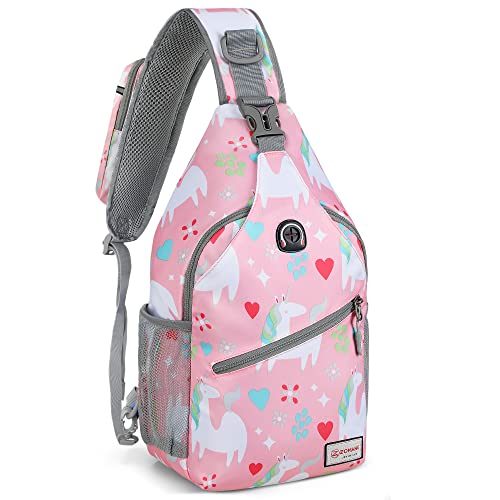 ZOMAKE Sling Bag,Small Crossbody Sling Backpack,Water Resistant Shoulder Daypack for Travel,Anti Thief Chest Bag for Hiking(Unicorn Pink) - color: Unicorn Pink