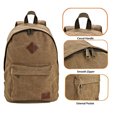 Canvas Laptop Backpack, Durable Rucksack, Travel Bag Fits 15.6 Inch Notebook for Men Women Factory Directly(Coffee) - color: Coffee